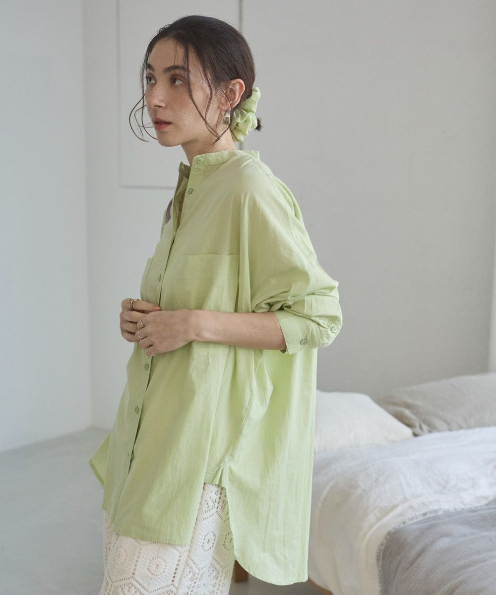 WEGO 着丈が選べる オーバーサイズ バンドカラー シャツ / ストライプ / 無地 