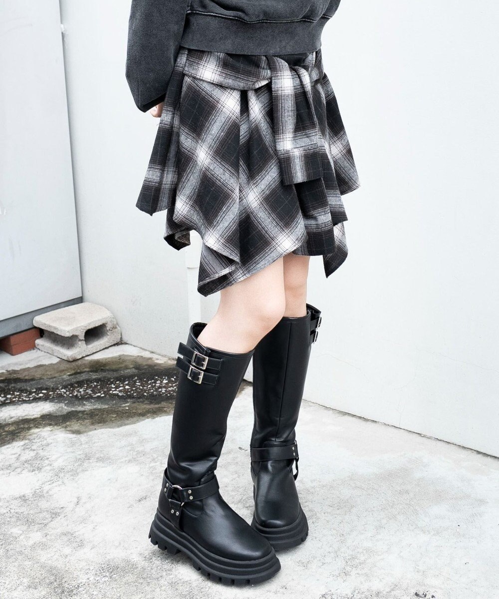 WEGO ネルシャツライクイレヘムミニスカート 