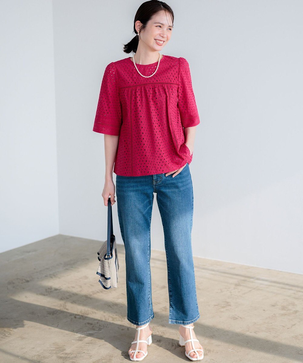 組曲 【先行予約】エンブロイダリーレース5分袖 ブラウス 