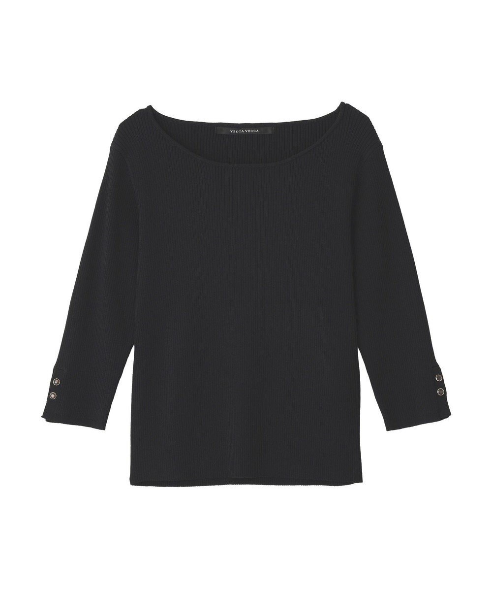 YECCA VECCA 袖釦7分袖リブニット 