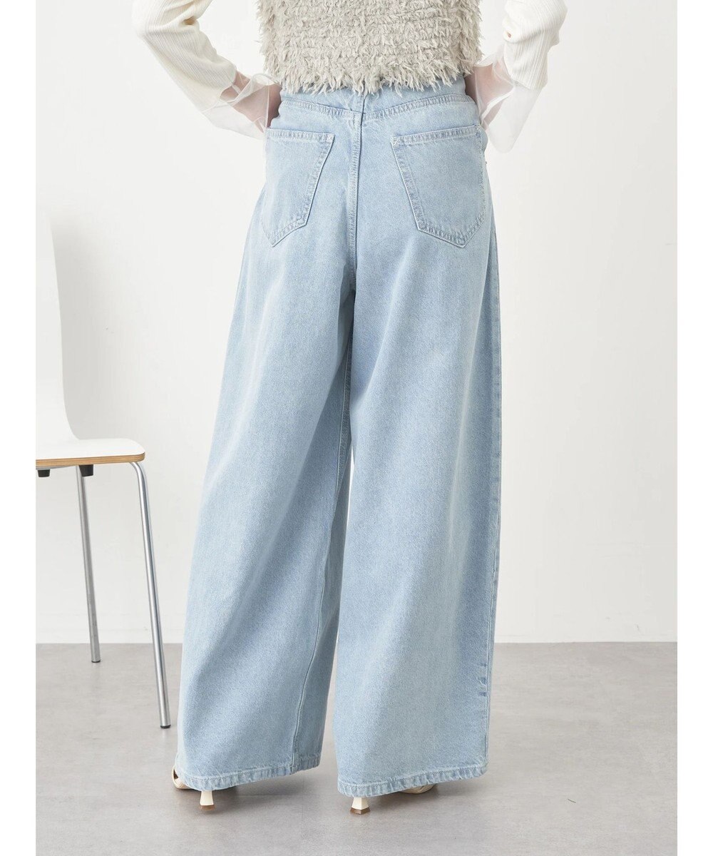 earth music&ecology タックワイドデニムパンツ 