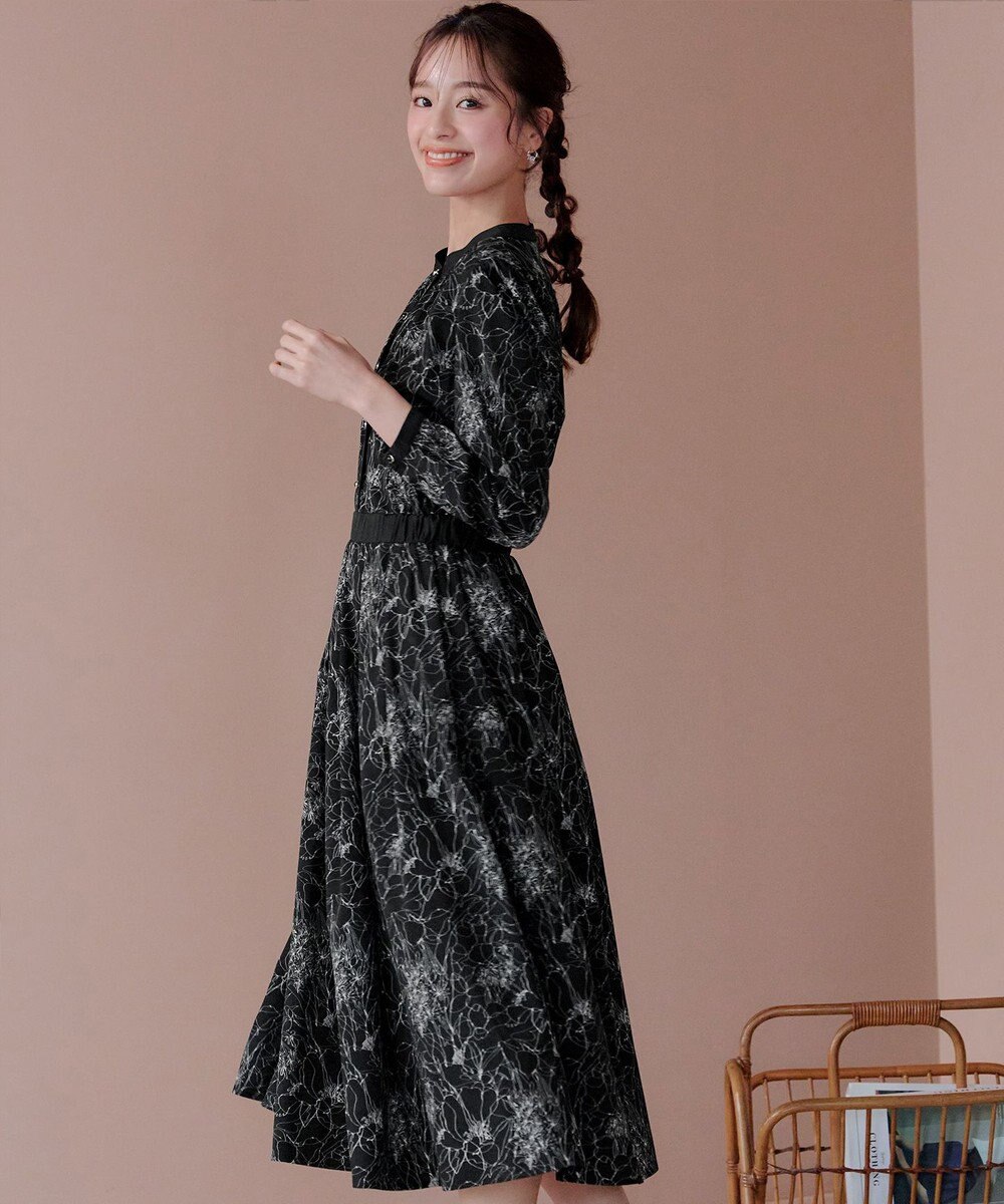 Tiaclasse L 【安田美沙子さん着用・新色/XSサイズ追加・洗える】フラワープリント配色ワンピース 