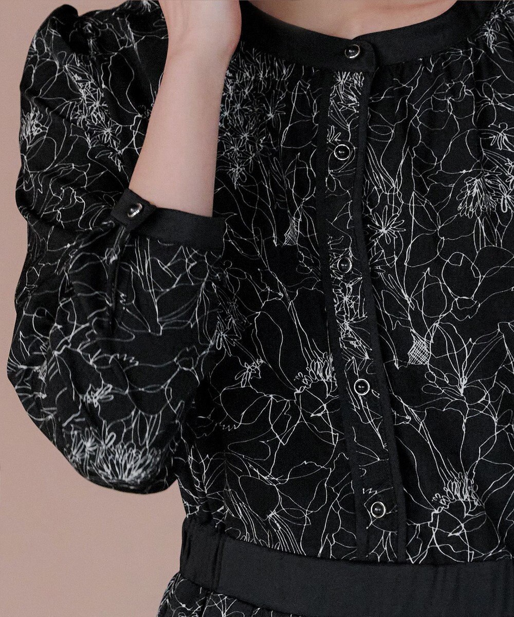 Tiaclasse L 【安田美沙子さん着用・新色/XSサイズ追加・洗える】フラワープリント配色ワンピース 