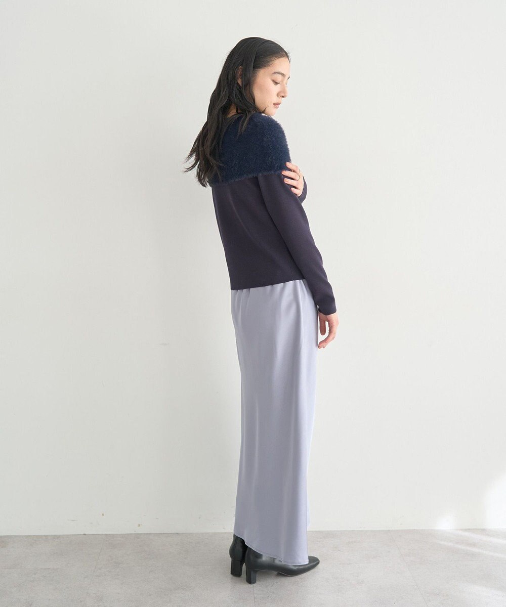 YECCA VECCA ファーMIXオフショルニット 