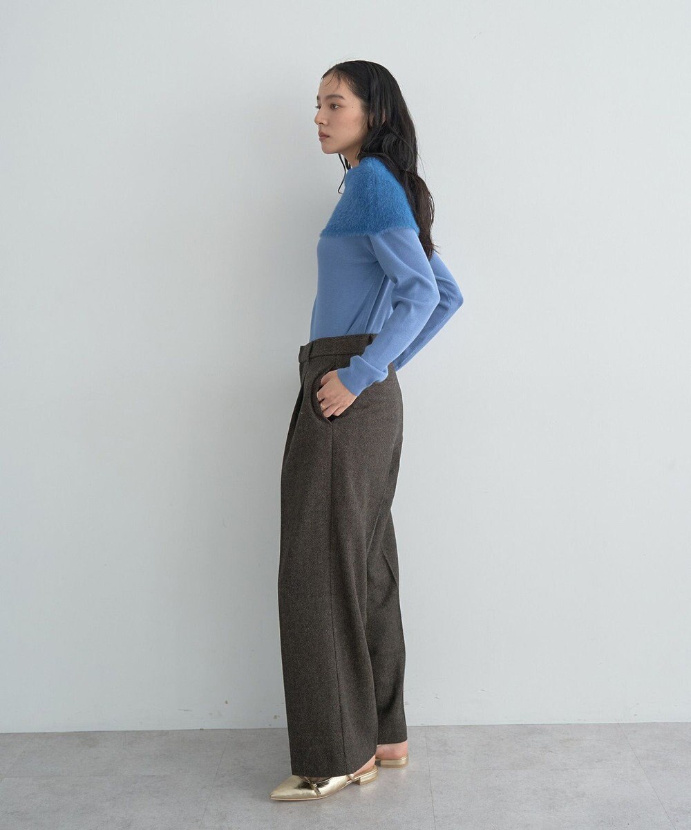 YECCA VECCA ファーMIXオフショルニット 