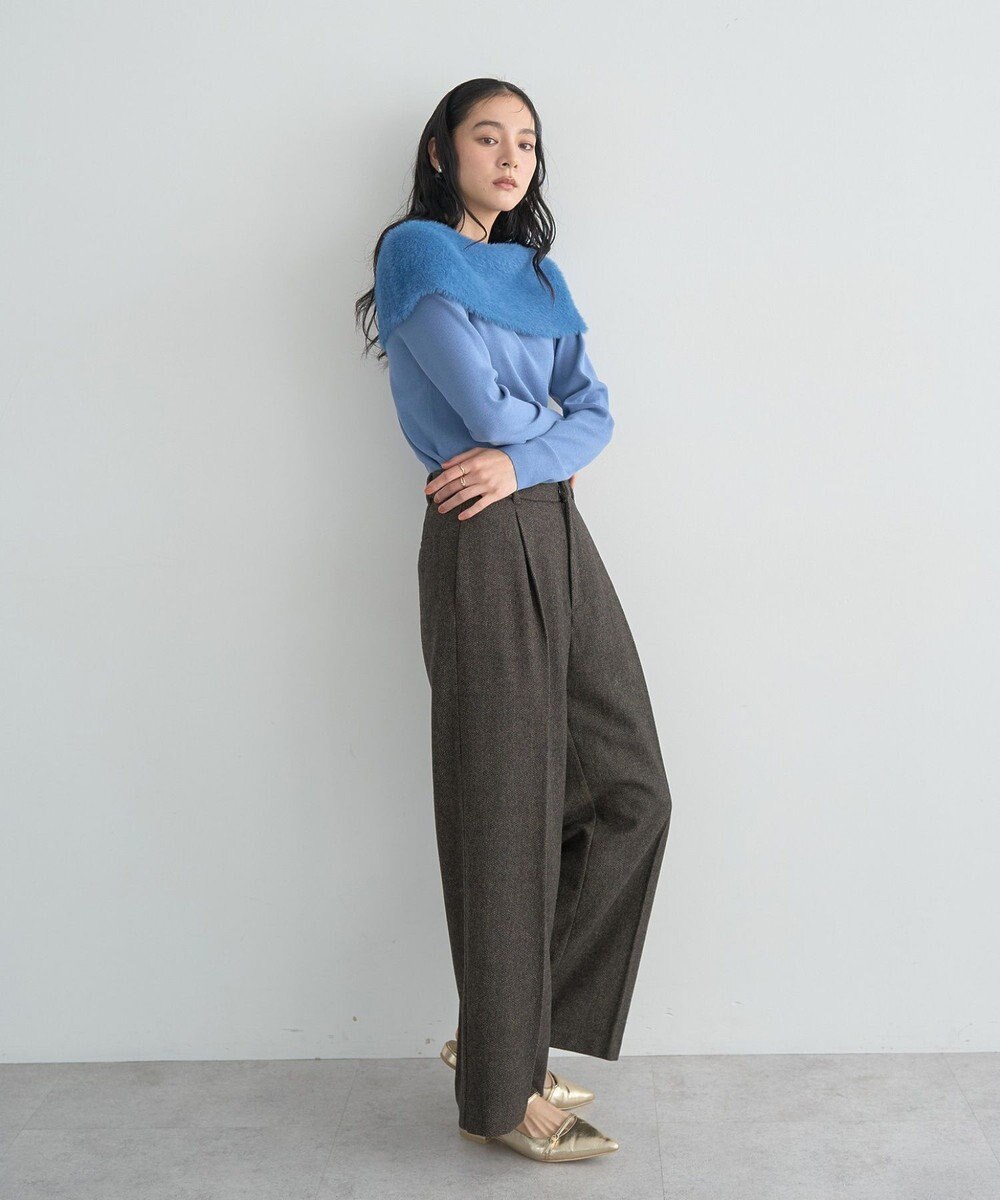 YECCA VECCA ファーMIXオフショルニット 