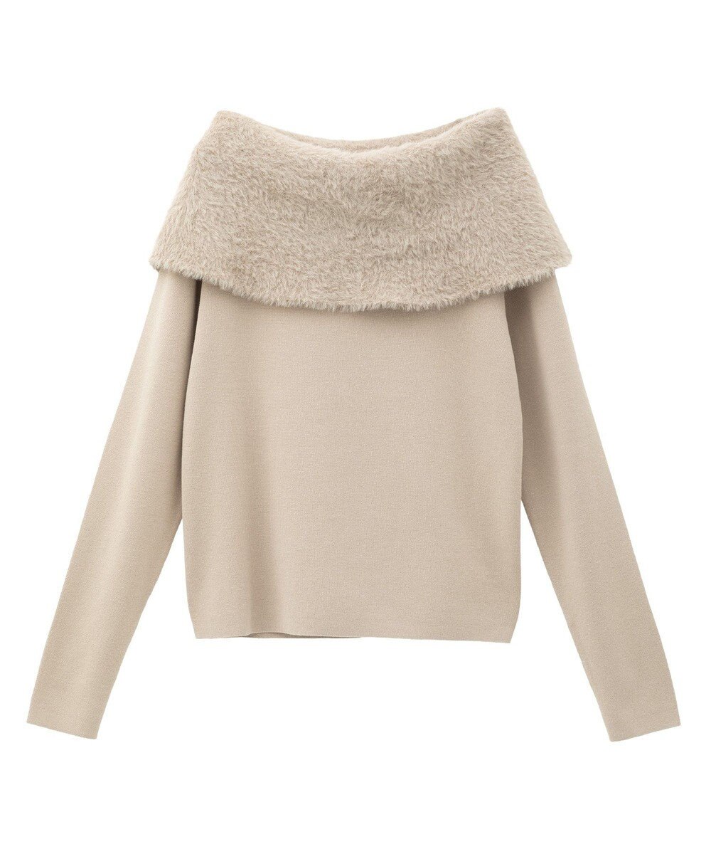 YECCA VECCA ファーMIXオフショルニット 