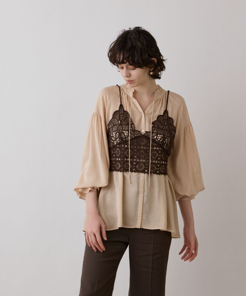 GRACE CONTINENTAL レースキャミ付カフタンブラウス 