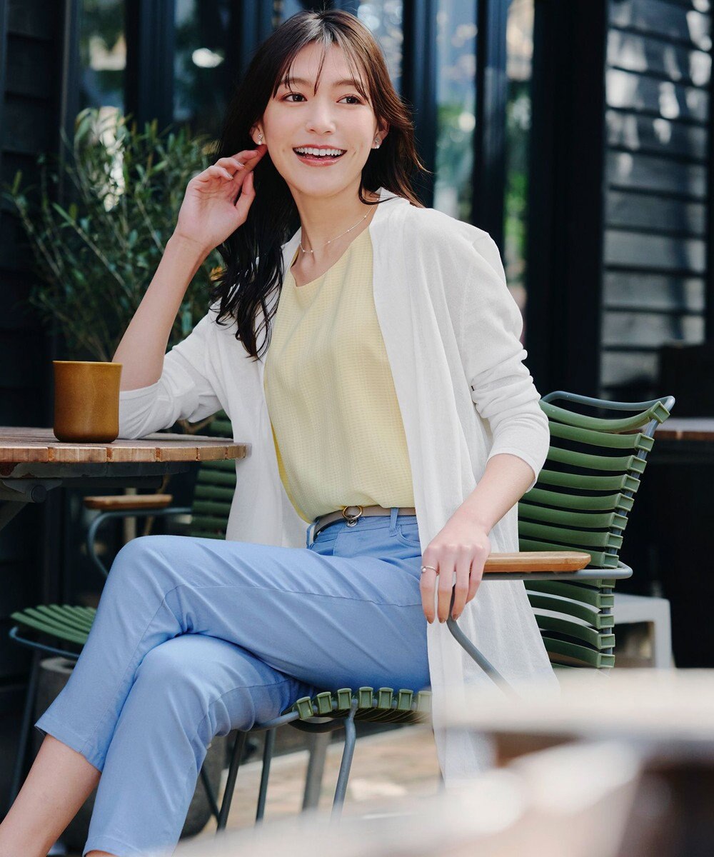 Tiaclasse L 【洗える】シアーチェック柄パフスリーブブラウス 