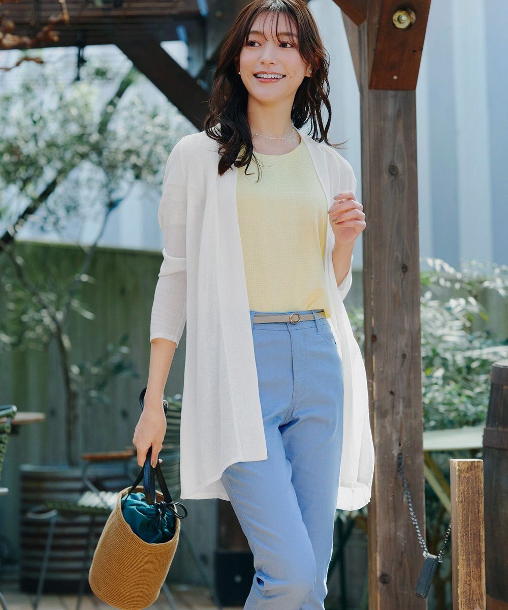 Tiaclasse L 【洗える】シアーチェック柄パフスリーブブラウス 