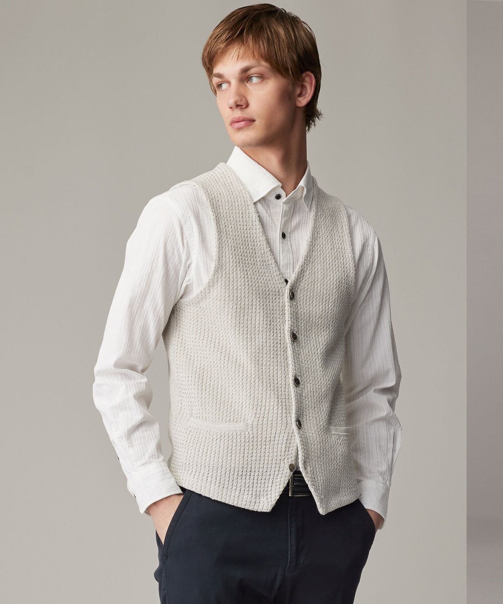 JOSEPH ABBOUD 【和紙使用エコ素材/日本素材/軽量/通気性/速乾性】和紙ムリネ ニット ベスト 