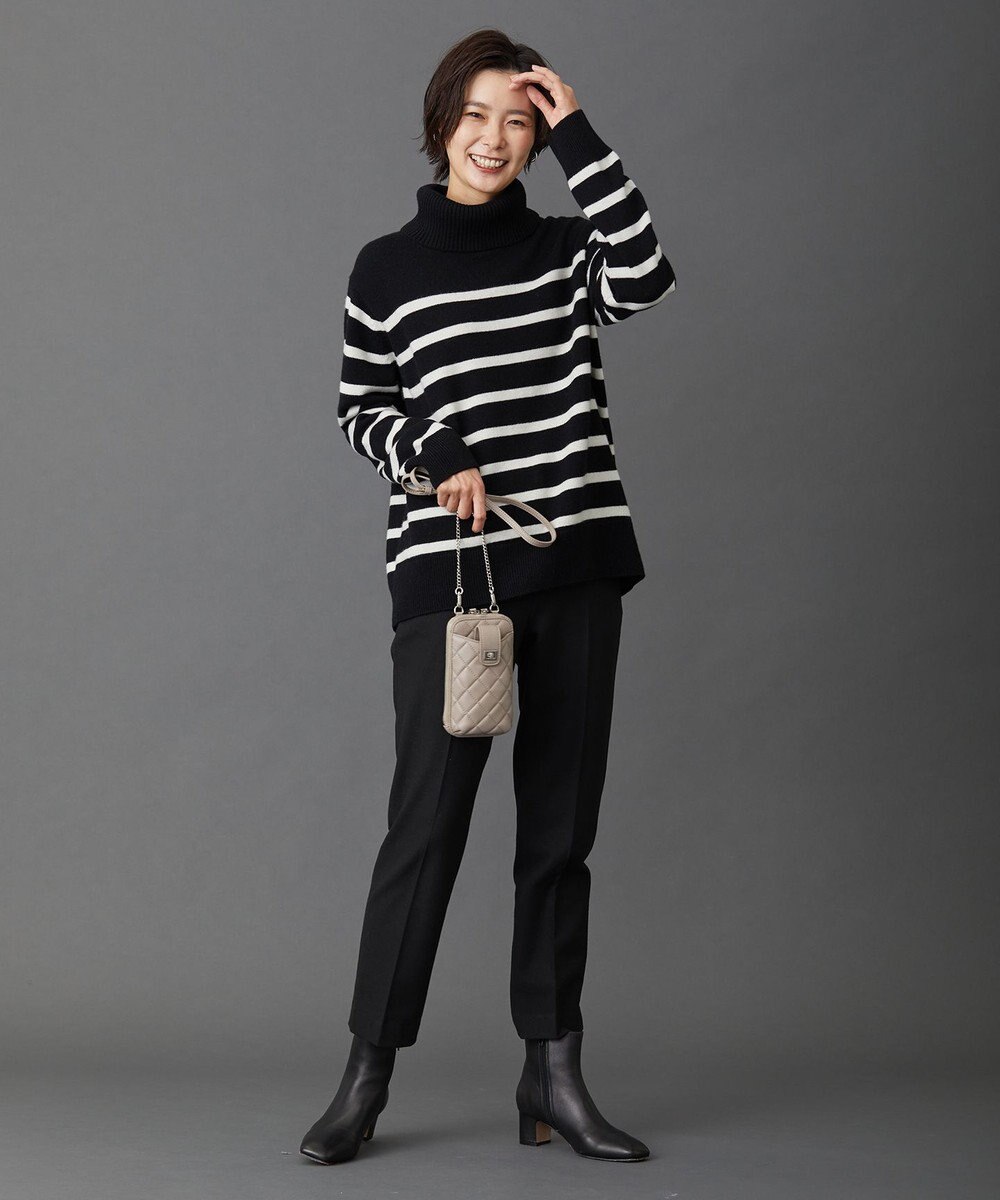 J.PRESS LADIES S 【洗える】MERINO CASHMERE オフタートル ボーダー ニット 
