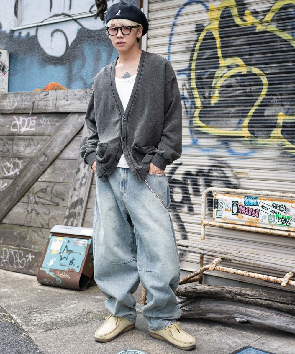 WEGO 【ユニセックス着用ITEM】ケミカルスウェットカーディガン 