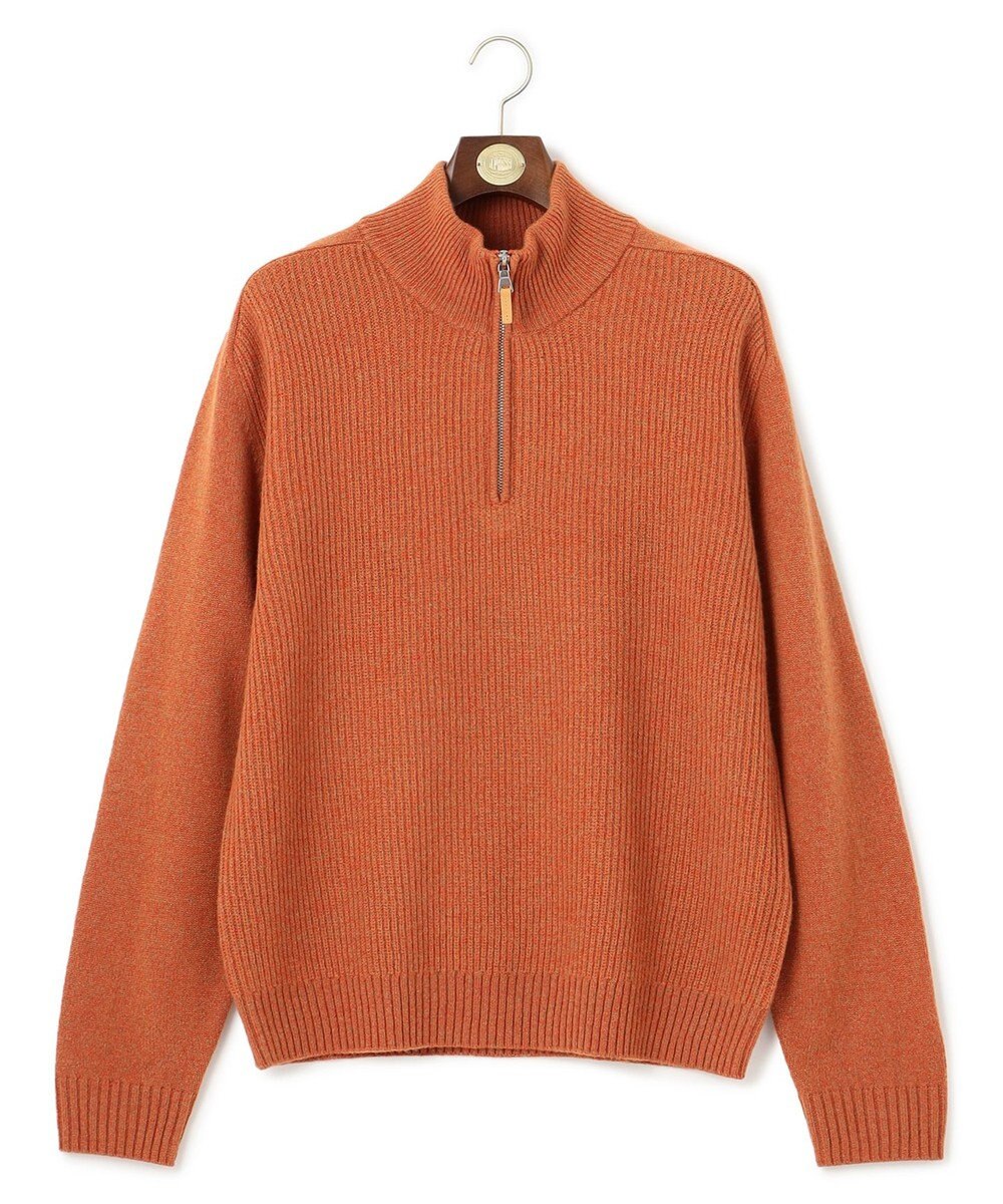 J.PRESS MEN 【Cash Lamb's Wool】畔編みハーフジップ ニット 