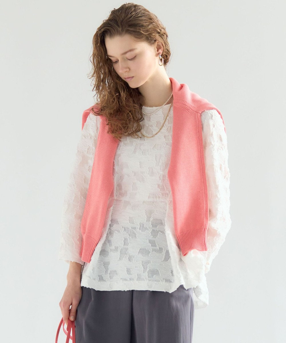 23区 【先行予約】ボタニカル カットジャガード ペプラムブラウス 