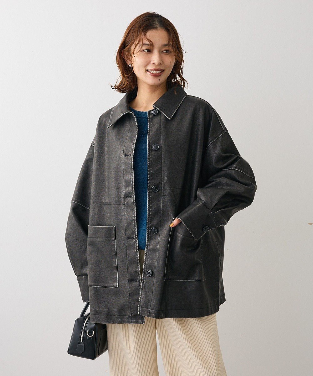 Green Parks ・ＥＬＥＮＣＡＲＥ　ＤＵＥ　フェイクレザーカバーオール 