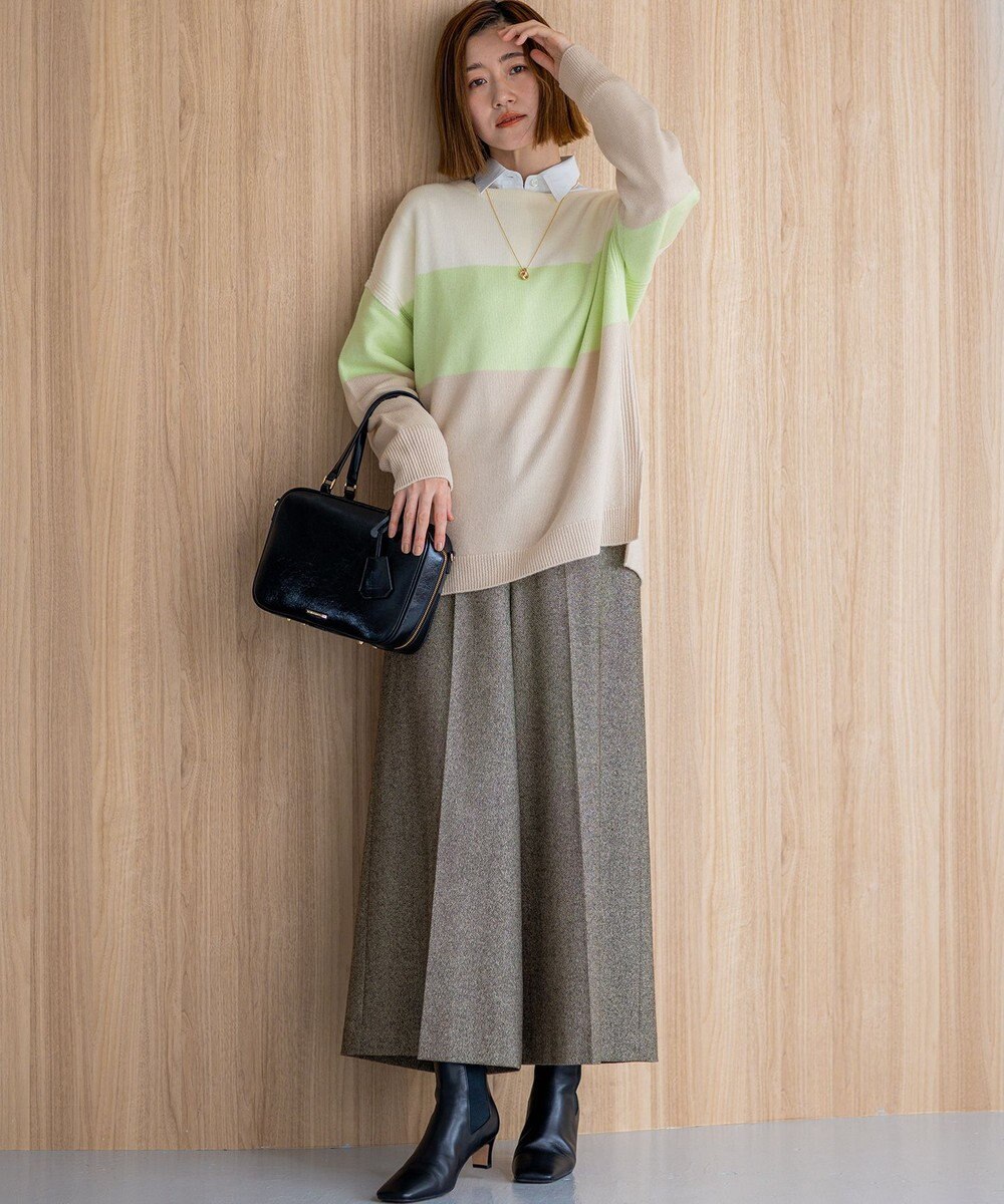 23区 S 【洗える】ウールカシミヤ カラーブロック チュニック ニット 