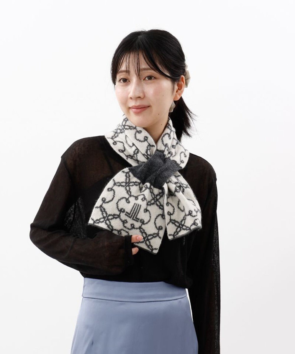 AURORA 【 LANVIN COLLECTION（ランバン コレクション） 】カシミヤ100%ニットキャンディーマフラー(WASH) 