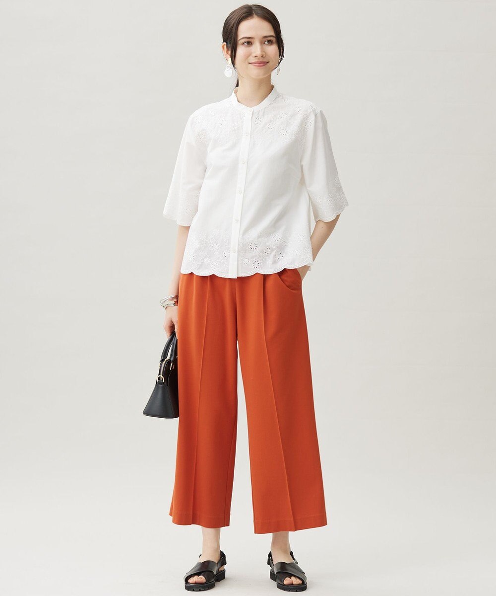 自由区 【カタログ掲載・接触冷感・洗える】エンブロイダリーローンシャツ ブラウス 