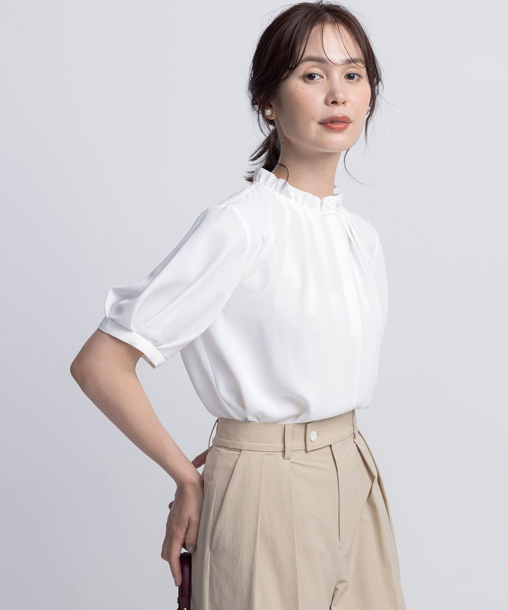 組曲 ライトデシンフリル襟 ブラウス 