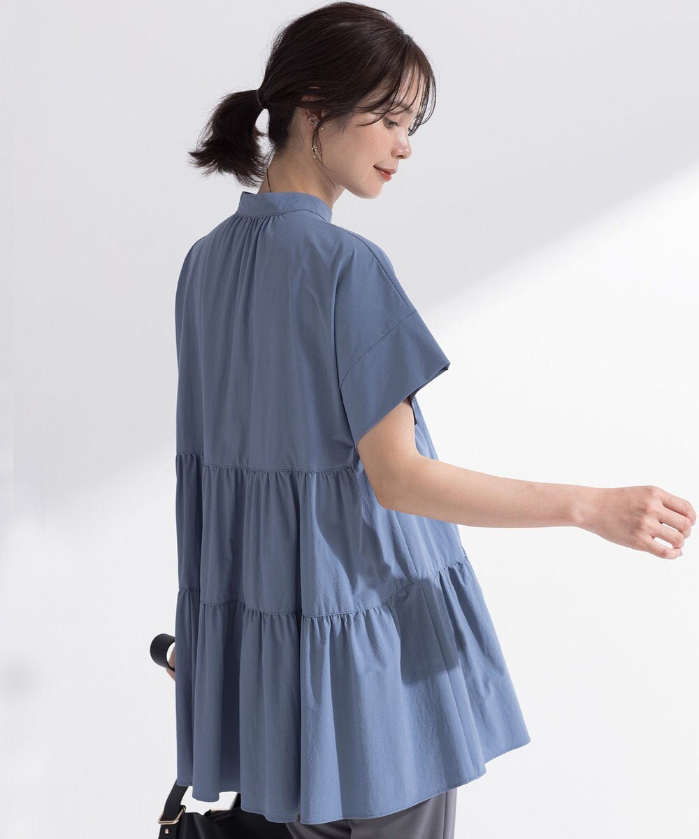 組曲 S スーパーライトストレッチティアード ブラウス 