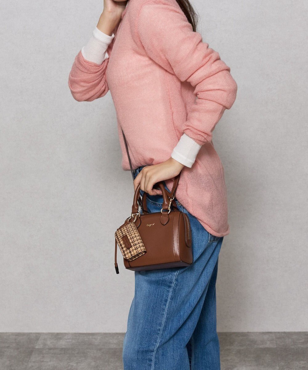 style code 【Ungrid/アングリッド】ケースチャーム付　チェックコンビ ミニボストンバッグ 