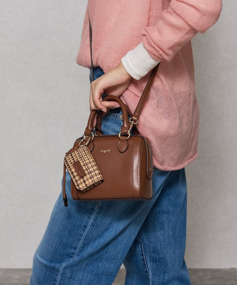 style code 【Ungrid/アングリッド】ケースチャーム付　チェックコンビ ミニボストンバッグ 