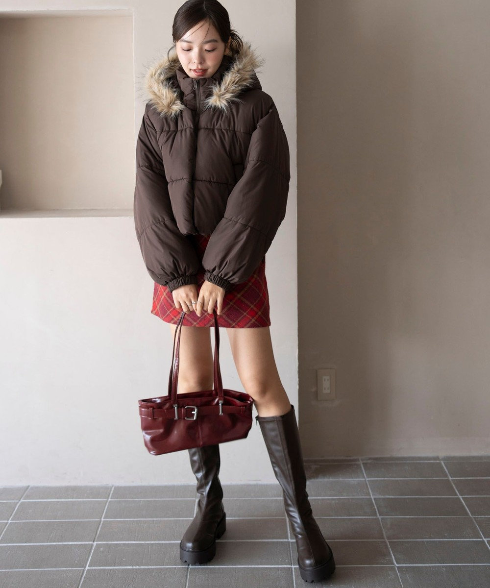 WEGO 【25年秋冬新作/SMサイズ展開】2WAYファーフードショートパファーブルゾン 