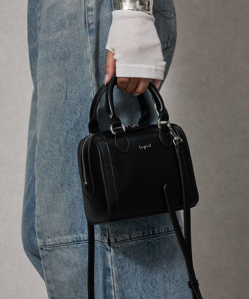 style code 【Ungrid/アングリッド】ケースチャーム付　チェックコンビ ミニボストンバッグ 