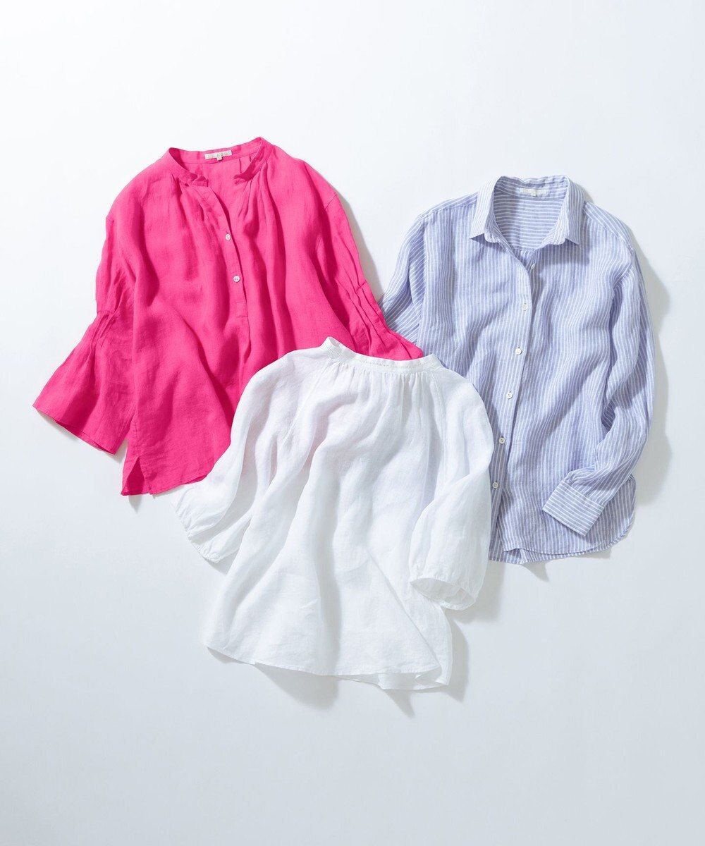 23区 S 【洗える】LIBECOリネン ボリュームスリーブ ブラウス 