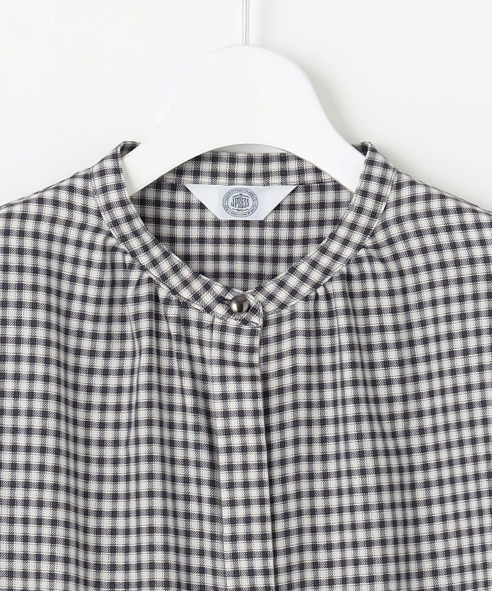 J.PRESS LADIES L 【洗える】ポリエステルヴィスコースブロックチェック バンドカラー ブラウス 