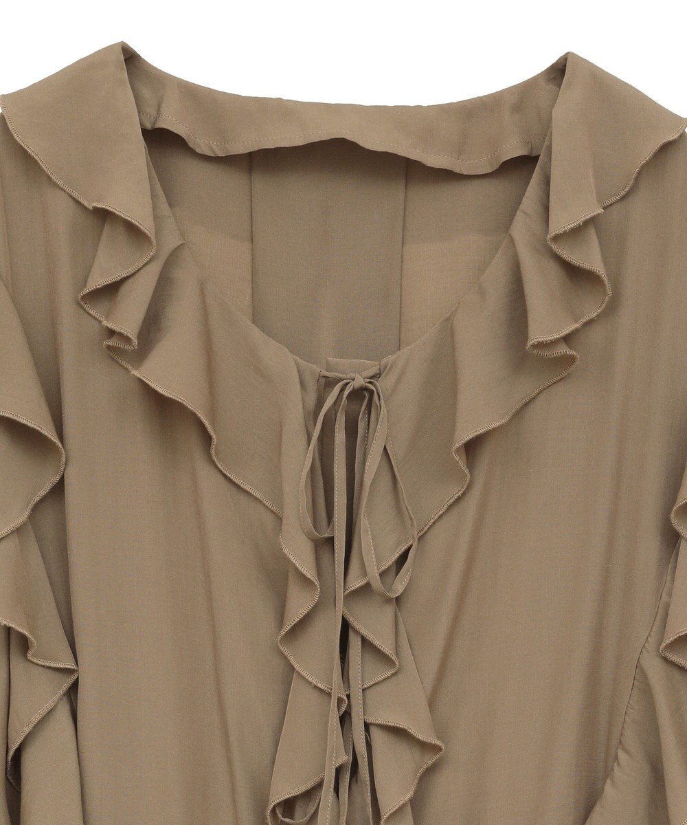 YECCA VECCA ラッフルリボンロングブラウス 