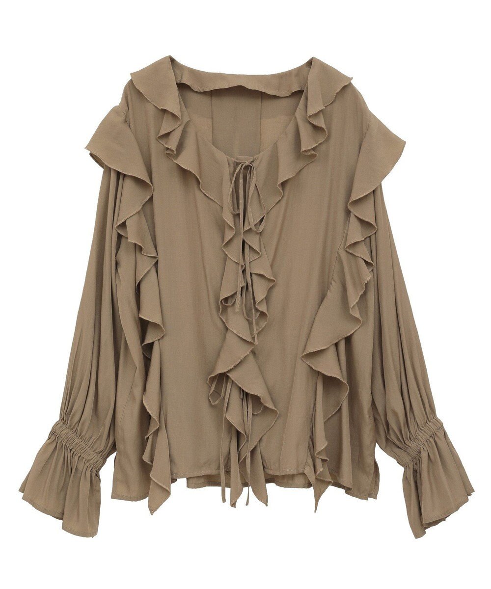 YECCA VECCA ラッフルリボンロングブラウス 