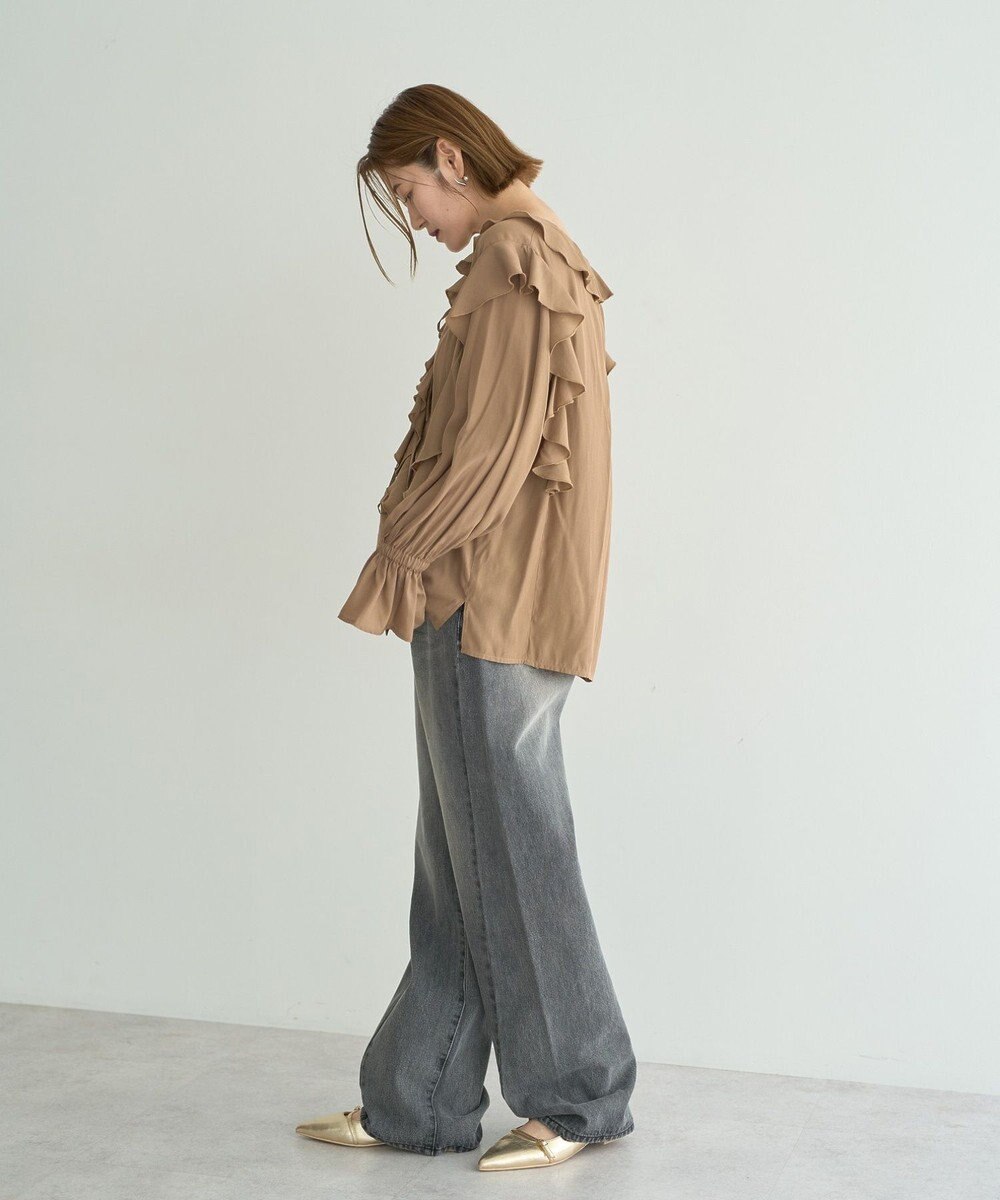 YECCA VECCA ラッフルリボンロングブラウス 