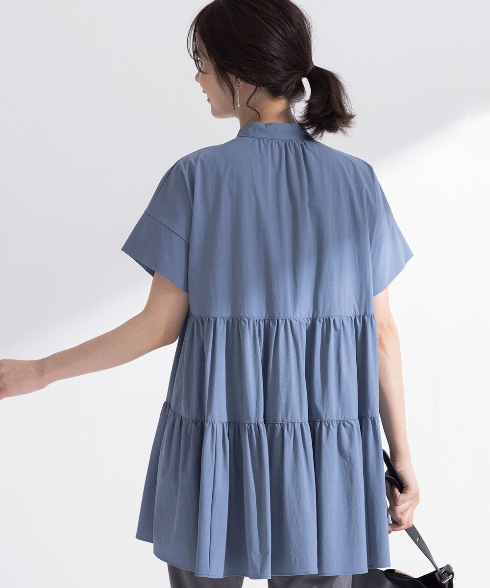 組曲 S スーパーライトストレッチティアード ブラウス 