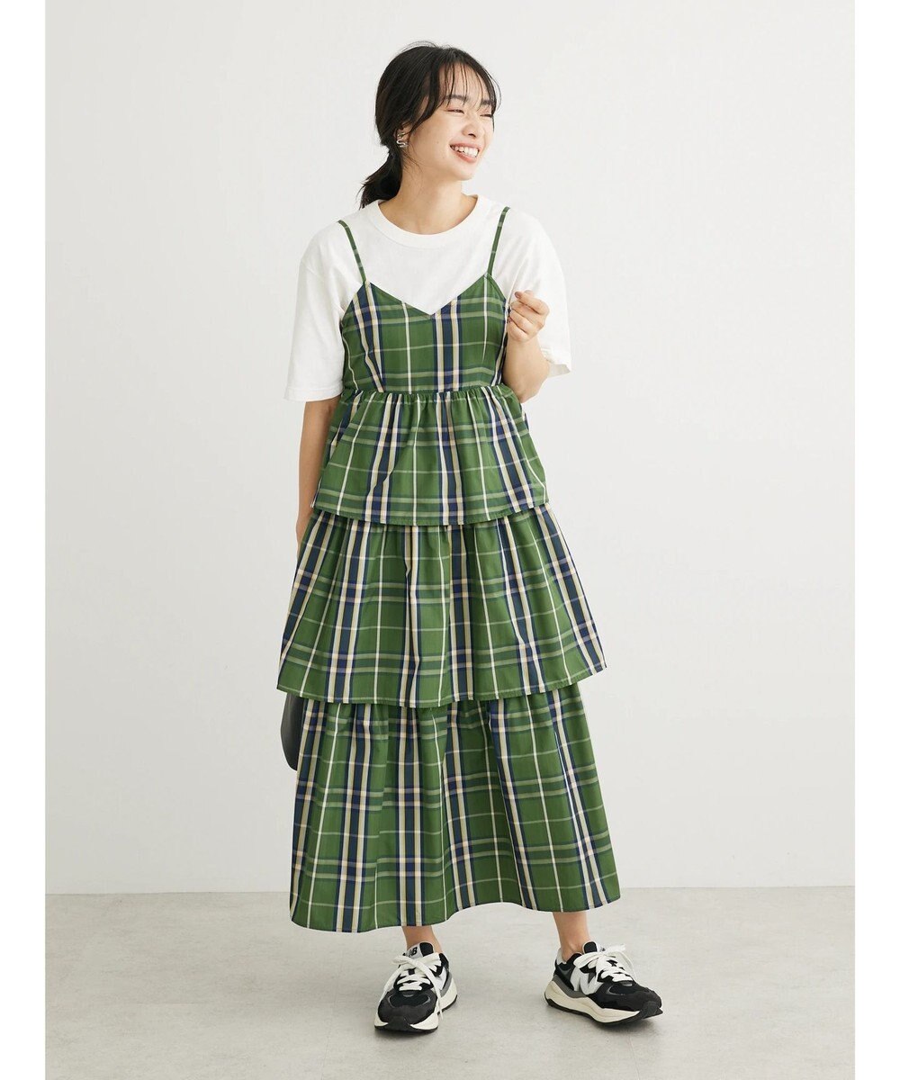 Green Parks ・ＳＵＧＡＲ　ＳＰＯＯＮ　チェックラッフルキャミワンピース 