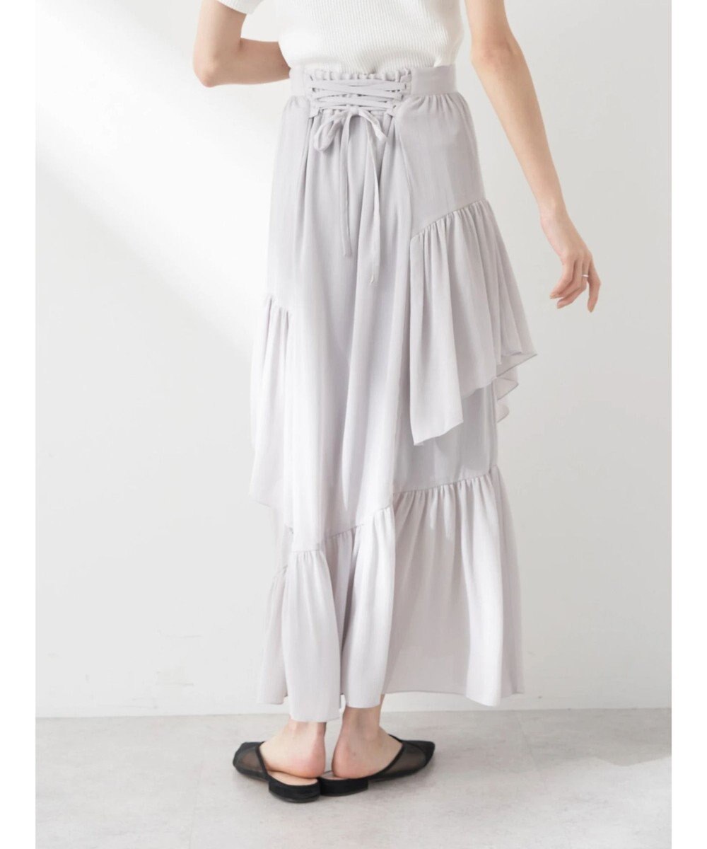 earth music&ecology シアー楊柳アシメティアードスカート 