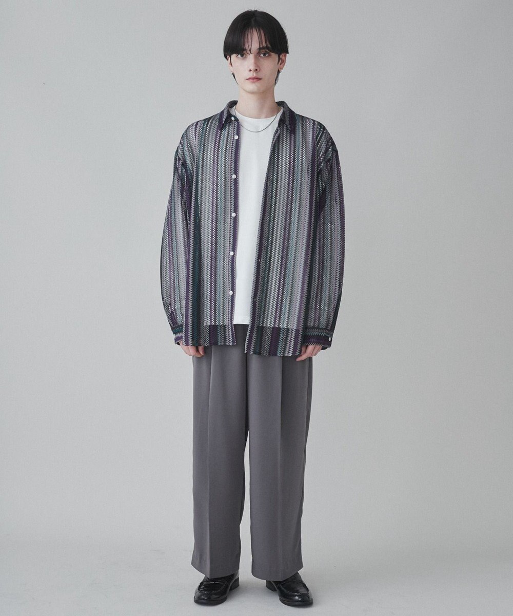 WEGO 【ユニセックス着用ITEM】ストライプメッシュBIGシャツ 