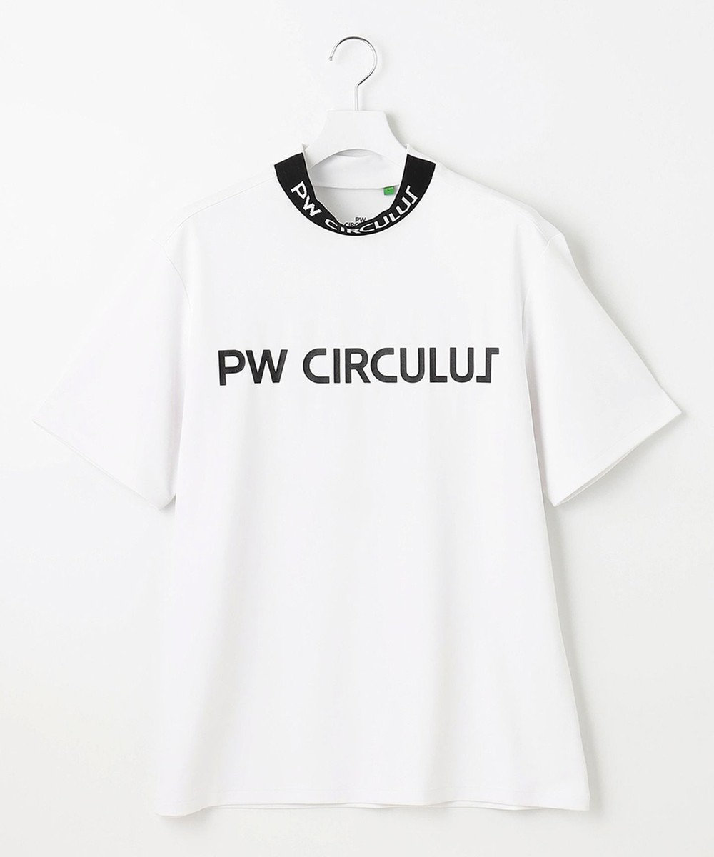 PW CIRCULUS 【MEN】【ストレッチ/UVケア/接触冷感/防透】バックロゴ モックネック シャツ ホワイト系