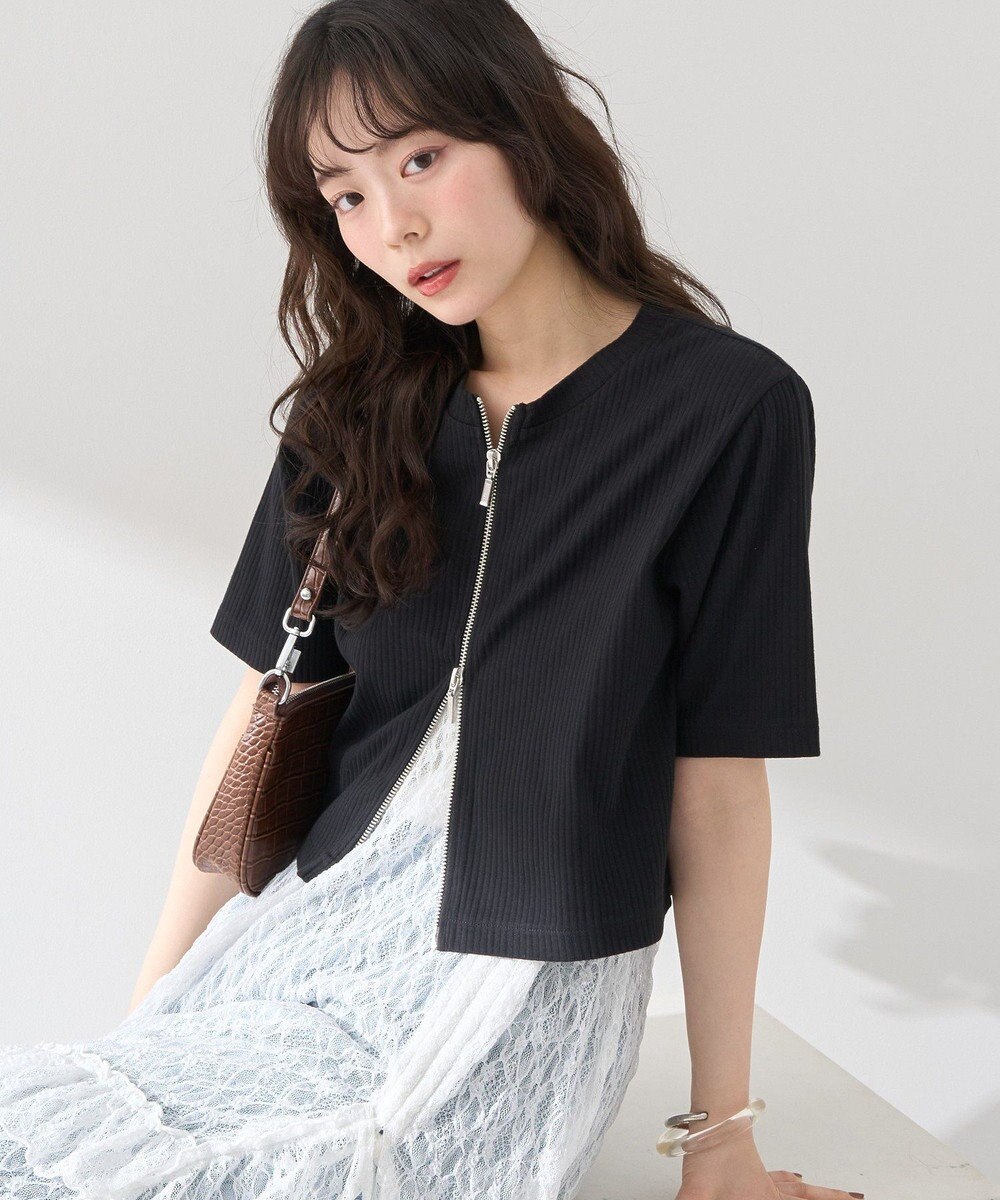 earth music&ecology カットリブＷジップカーディガン 