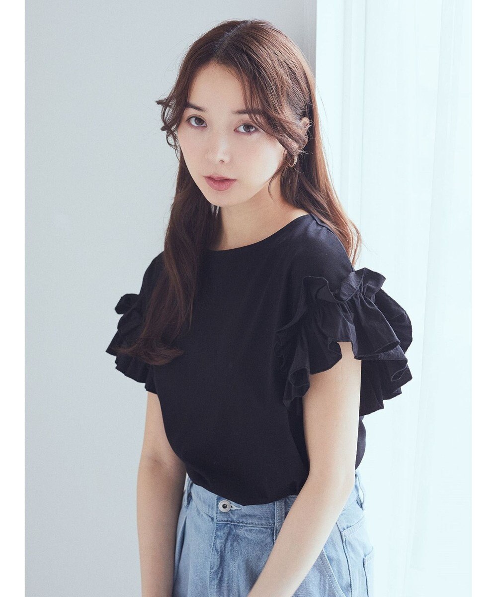 earth music&ecology フリルスリーブカットソー 