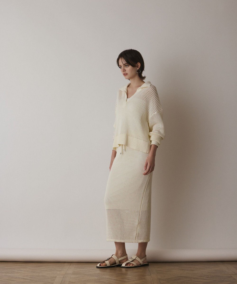 GRACE CONTINENTAL メッシュVネックニットトップ 