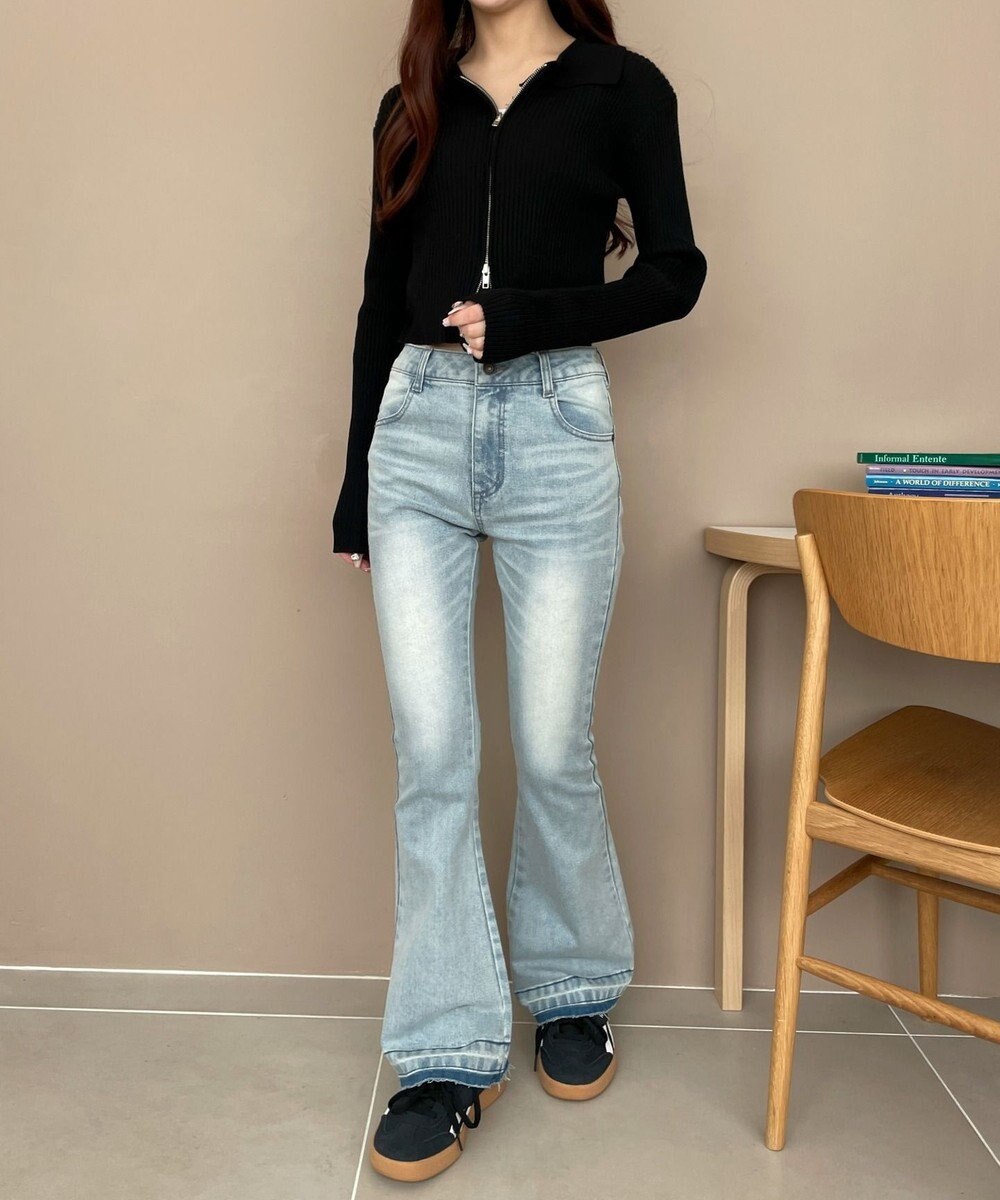 WEGO ローライズフレアデニムパンツ 