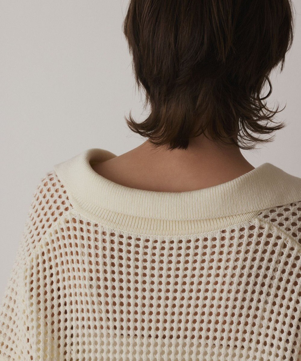 GRACE CONTINENTAL メッシュVネックニットトップ 