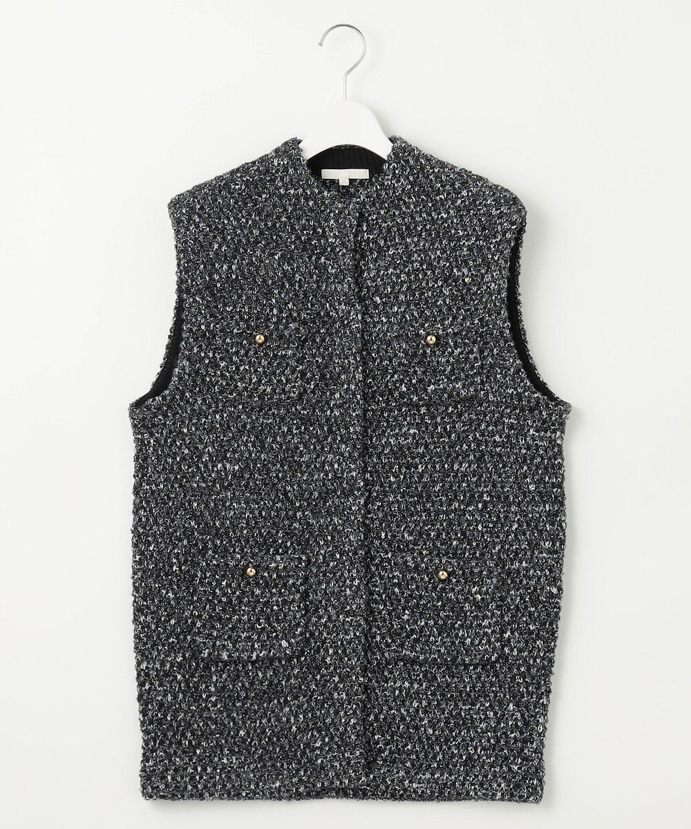 自由区 L ツイード調ニット ジレ 