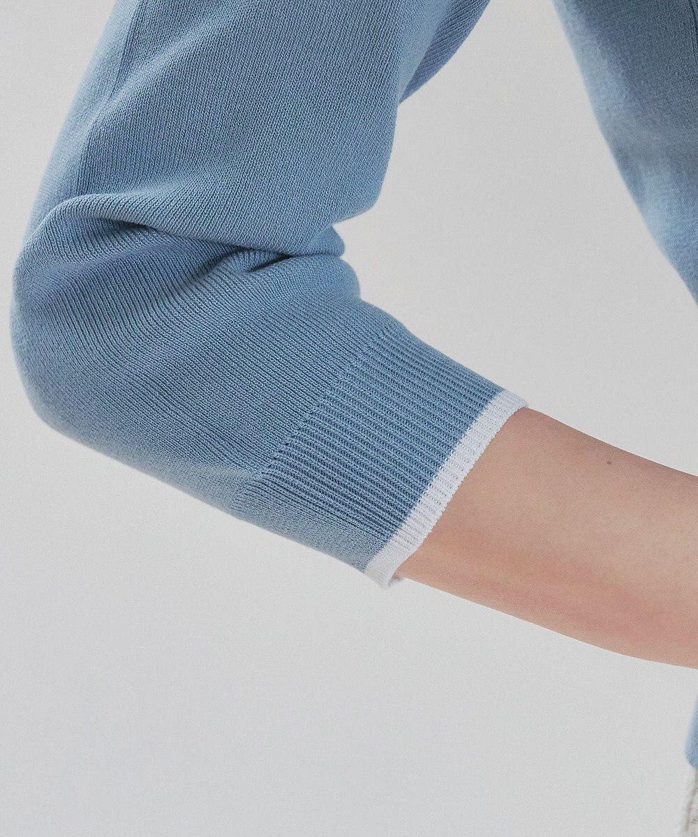 Tiaclasse 【洗える】配色衿ビジュー付きニットトップス 