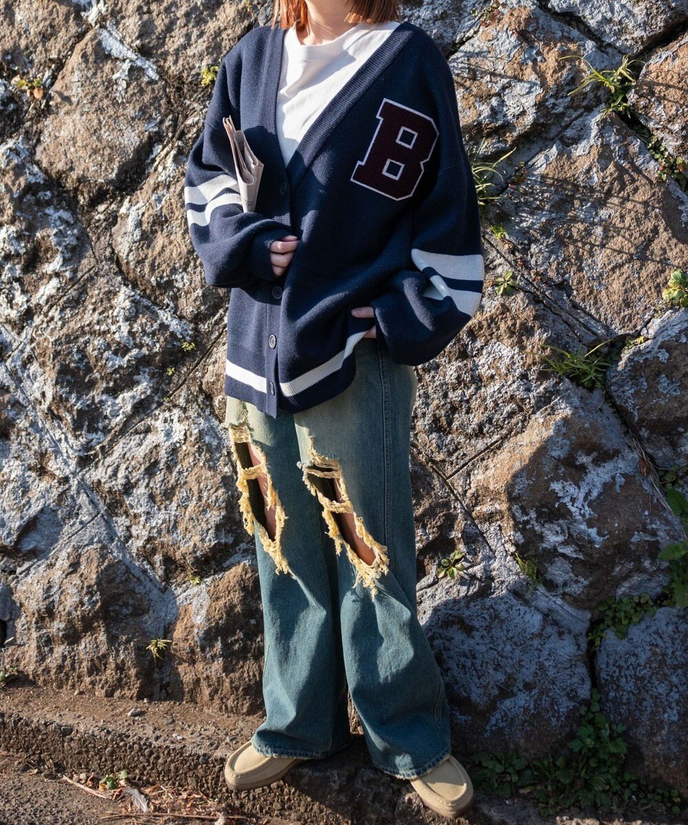 WEGO レタードカーディガン 