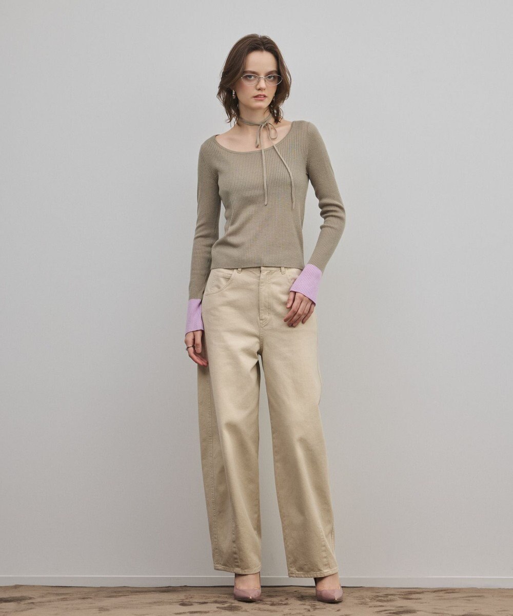 GRACE CONTINENTAL バイカラーリブニットトップ 