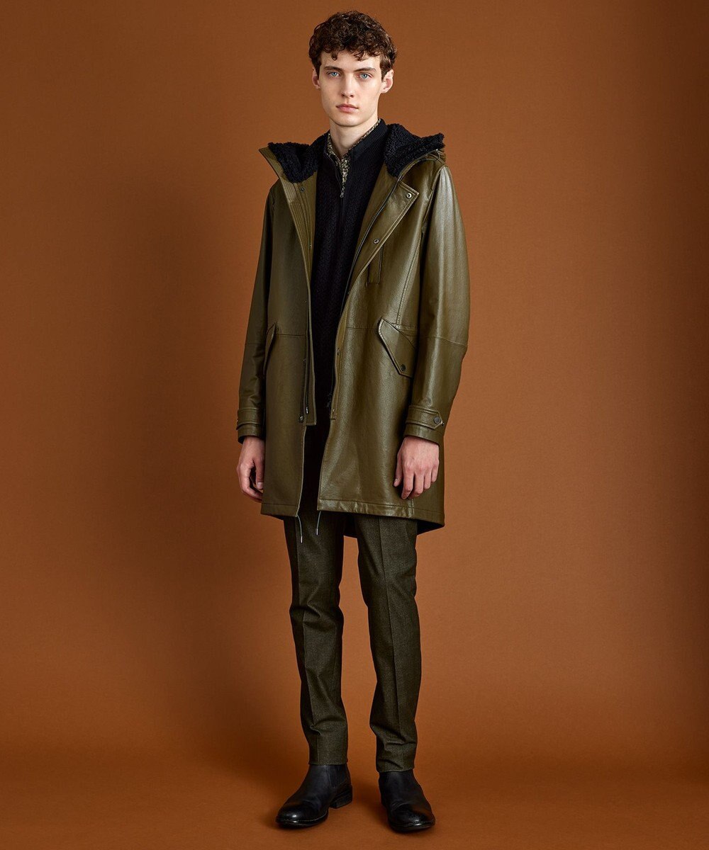 JOSEPH ABBOUD ベジタブルラムスキンレザーコート 