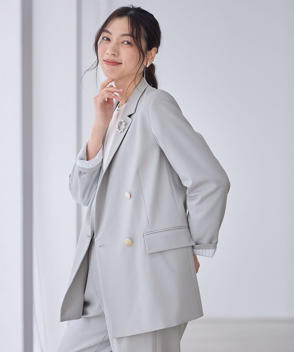 ANY L イージーケアライトストレッチダブルテーラードジャケット 